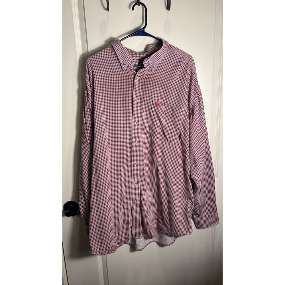 Ariat Work FR Flame Resistant Cat 2‎ Shirt 3XL Burgundy Gingham Workwear